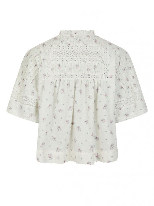 Siama dobby flower blouse off white 