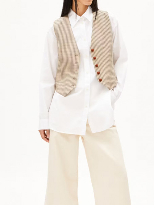 Sineriaa check waistcoat sand stone 