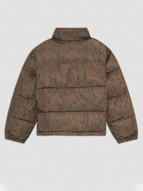 Slogan moiré puffer jacket khaki 