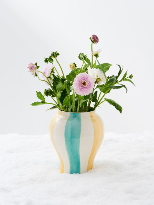 Sobremesa stripe vase L green yellow 