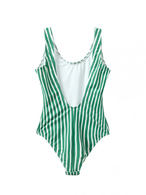 Stripe swim suit posy green 