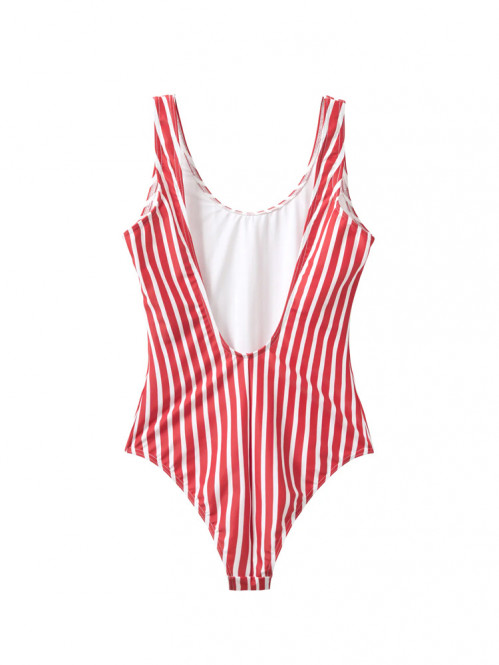 Stripe swim suit red 