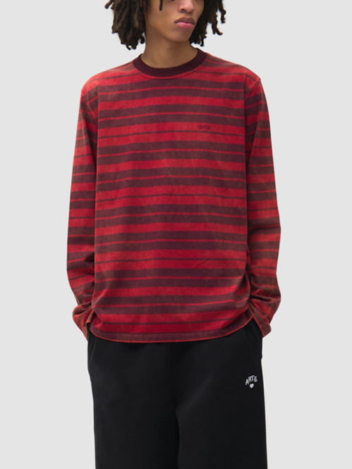Sunfade striped longsleeve red bordeaux 