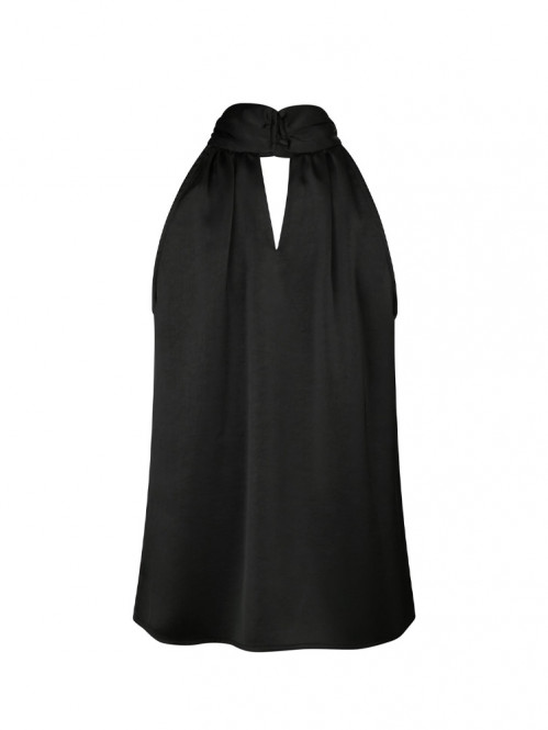 Svala heavy sateen top black 