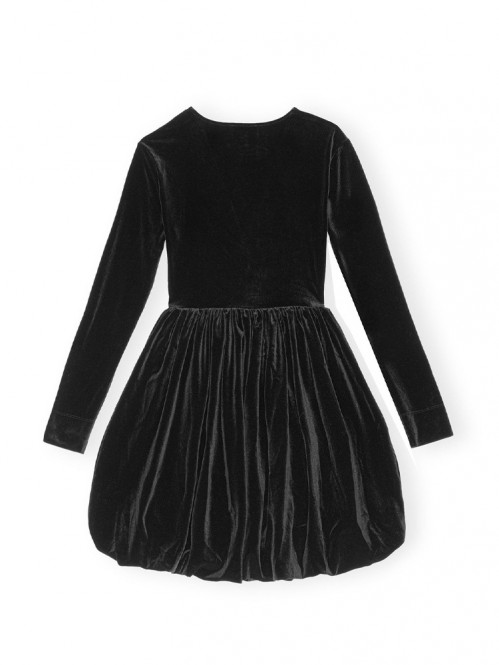 Balloon mini dress velvet black 