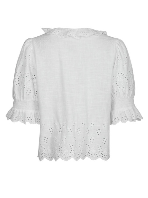 Talise emb blouse white 