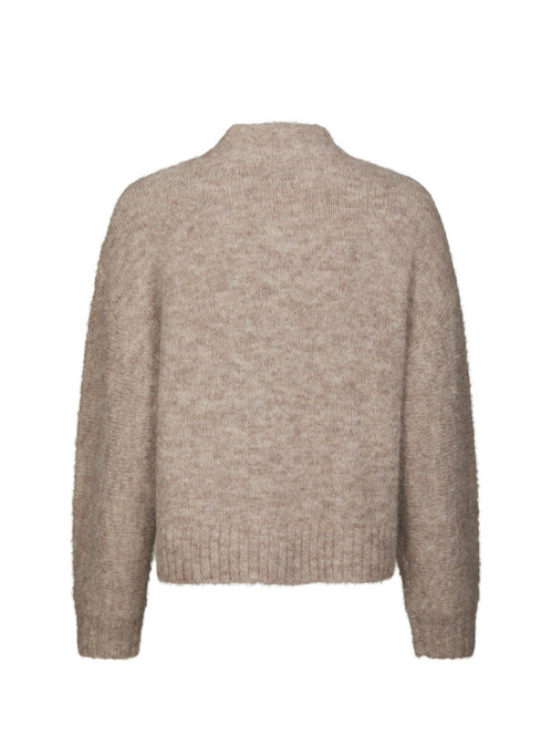 Taura fluffy knit cardigan beige melange 