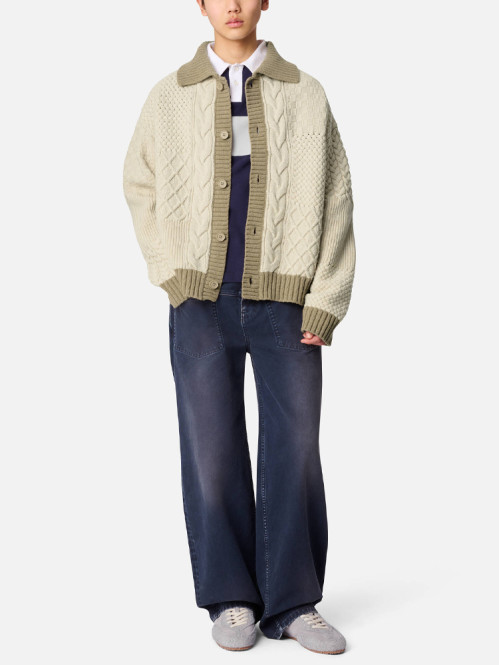 Textured franko cardigan lt beige 