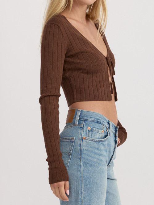 Tie cardigan walnut 
