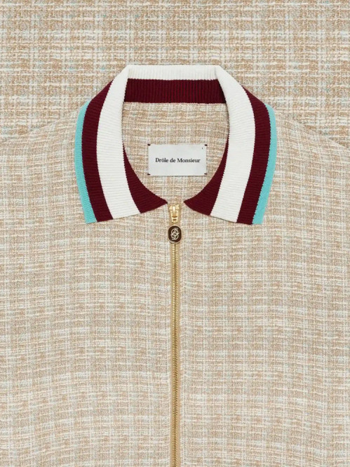 Trackjacket tweed dk sand 