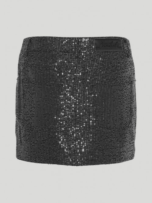 Twill sequin mini skirt black 