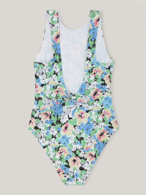 Recycled printed swimsuit floral blue 