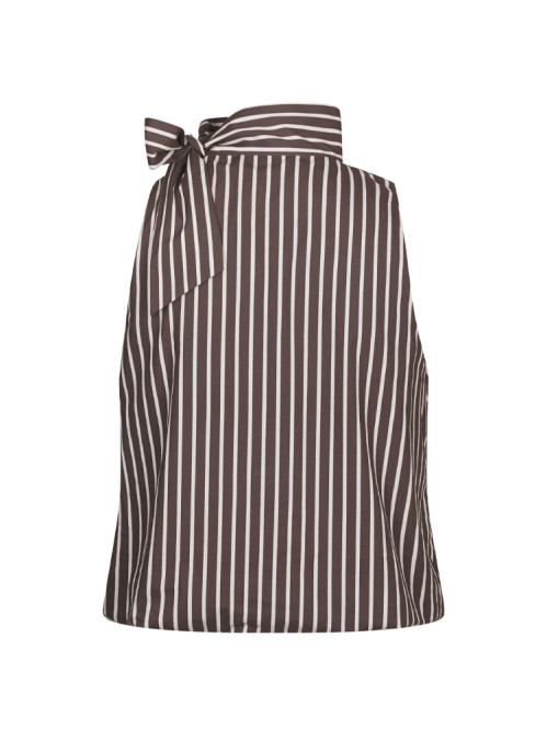 Veda wide stripe top dk brown 