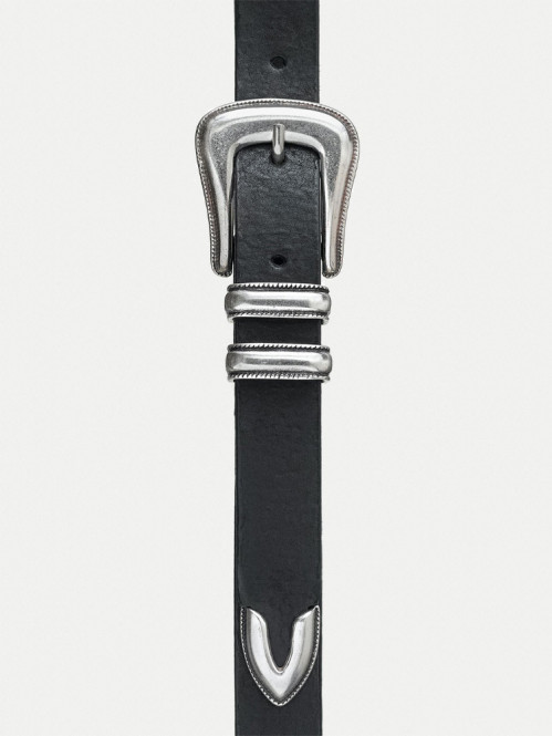 Western silver belt black 95