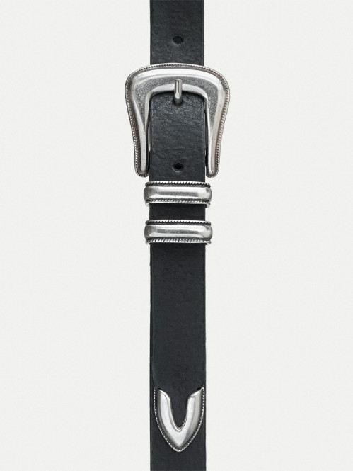 Western silver belt black 