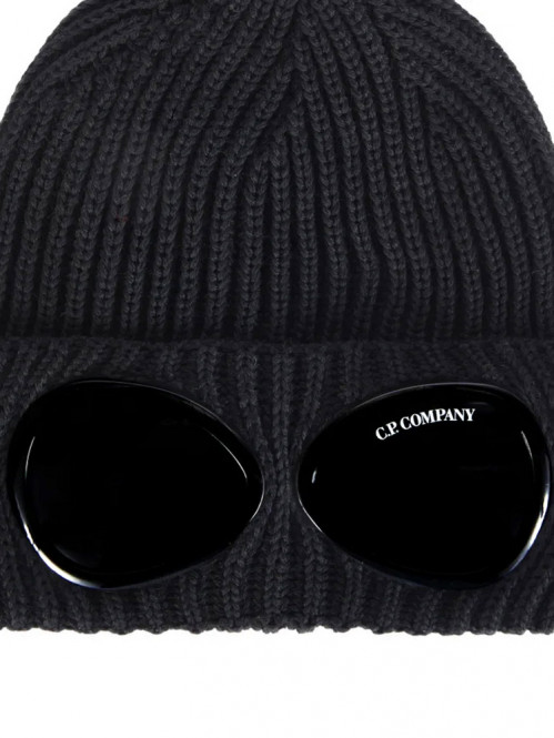 Merino wool goggle beanie black 
