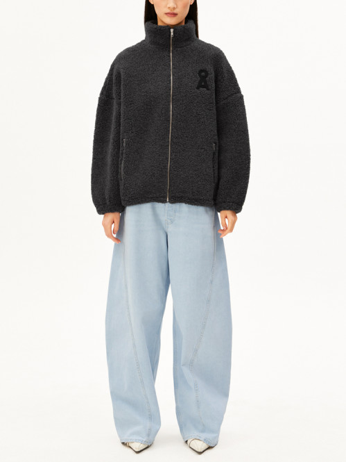Wool blend fleece jacket steel mel 