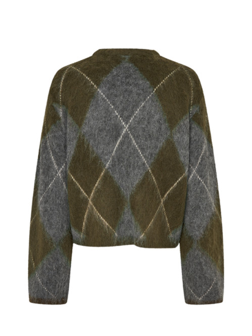 Zelie-m brush artwork pullover argyle olive 