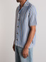 Striped knit poloshirt pure wedgewood 