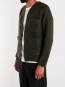 Wool fleece cardigan olive 