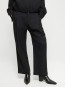 Cropped melange wide-pleat pants black mel M