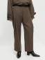 Cropped melange wide-pleat pants brown mel 