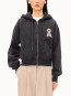 Cropped zipper sweatjacke dark steel 