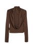 Satin drapy back top chicory coffee 