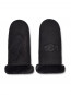 Sheepskin embroider mitten gloves black 