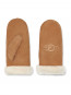 Sheepskin embroider mitten gloves chestnut 