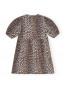 Printed cotton tie mini dress leopard 