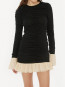 Mini ruched ls dress black comb M