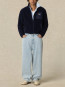 Slogan zipped sherpa jacket navy 