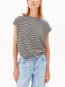 Slub jersey stripe t-shirt black oatmilk 