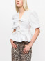 Washed stretch tie strap blouse white 