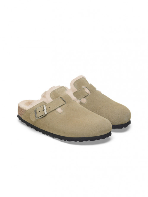 Boston shearling suede sandals taupe 