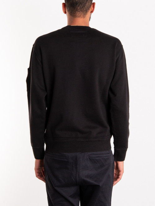 Cotton fleece crew neck black 