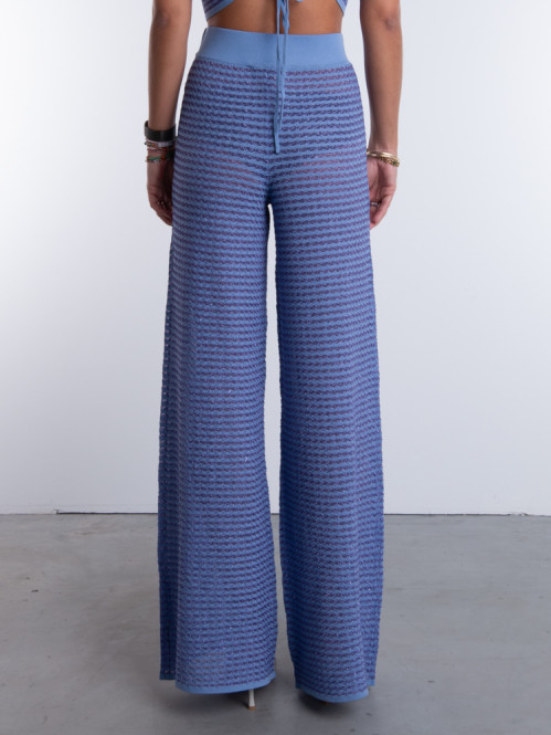 Metallic knit straight pants orchid mist 