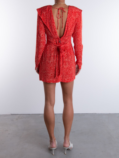 Light jacquard mini dress high risk red M