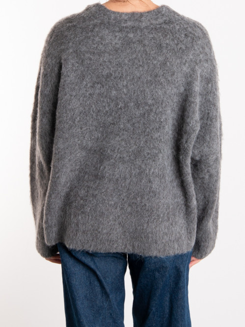 Gillis-m brush knit dk grey mel 