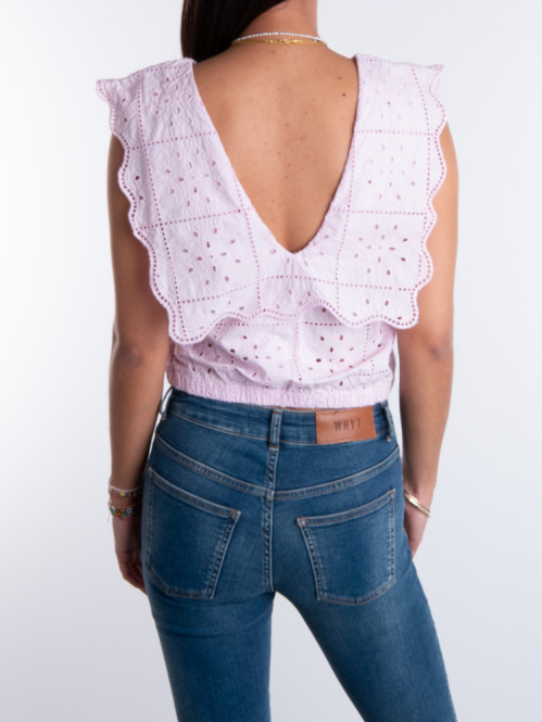 Broderie anglaise rythm top pink tulle 