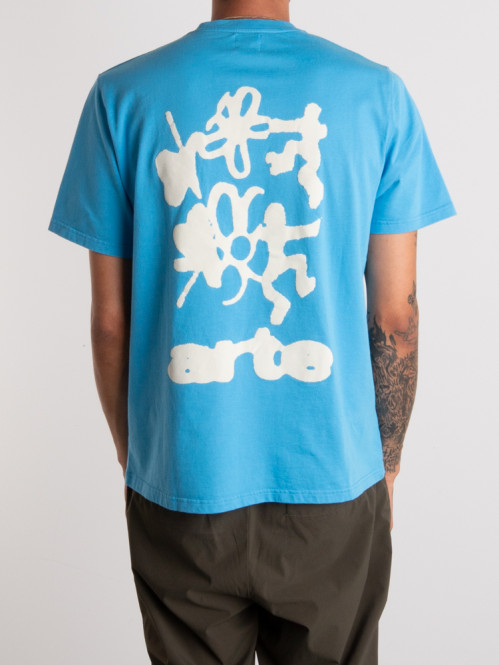 Blurry back print t-shirt blue 