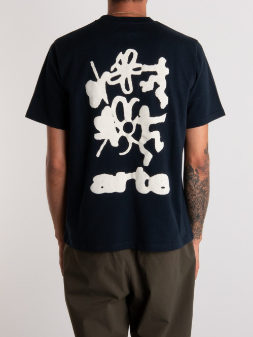 Blurry back print t-shirt navy 