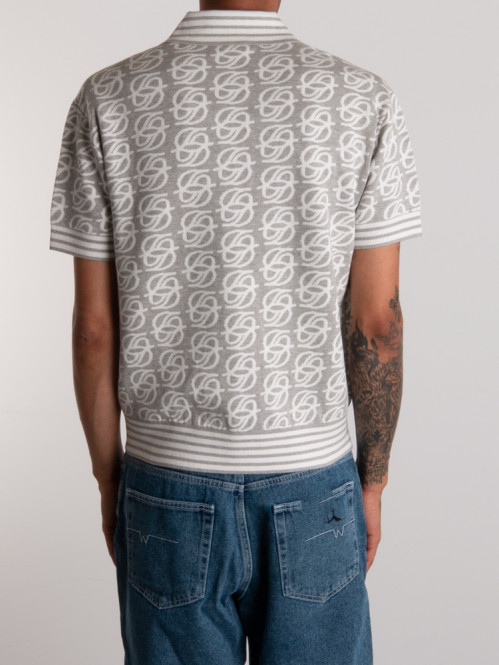 D mirror monogram knit polo shirt grey 