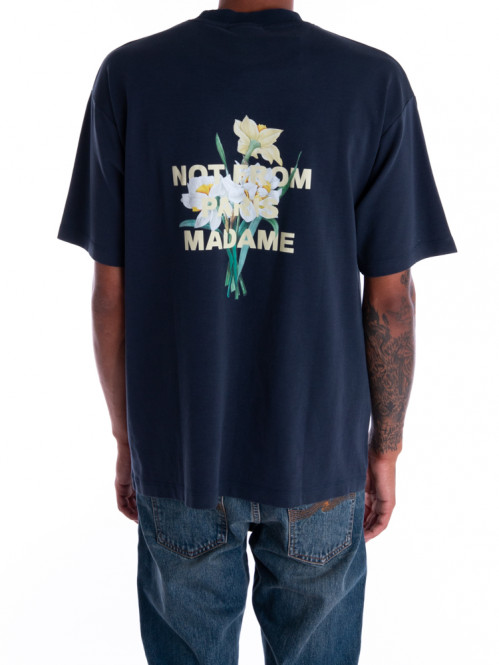 Le t-shirt slogan fleur navy 