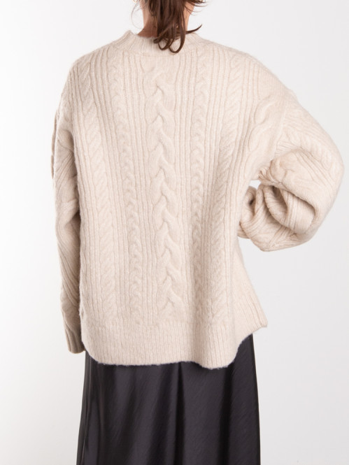 Cable knit logo sweater pristine white 
