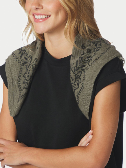 Adelina paisley knit scarf army OS