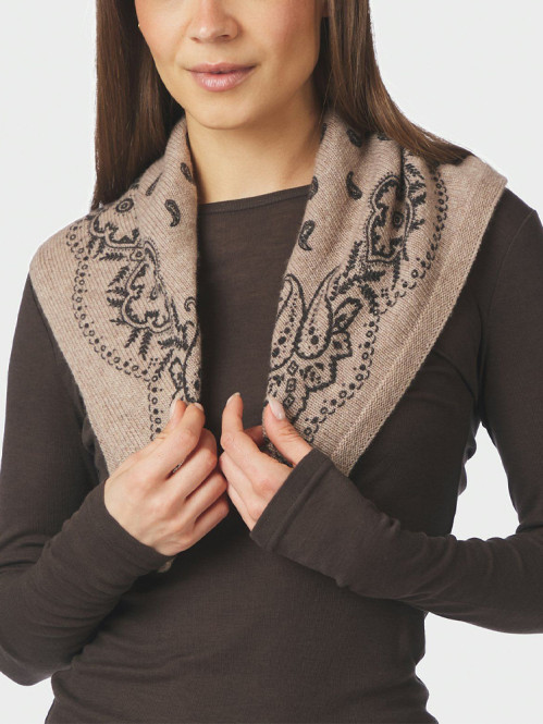 Adelina paisley knit scarf beige mel OS