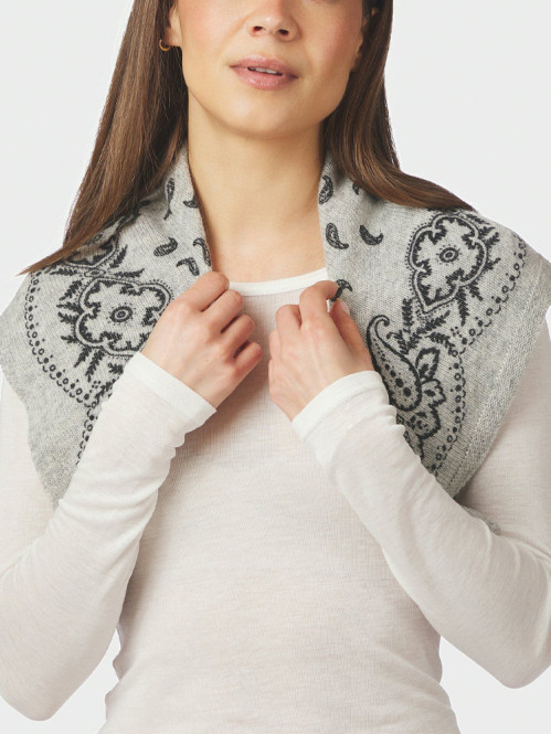 Adelina paisley knit scarf grey mel 