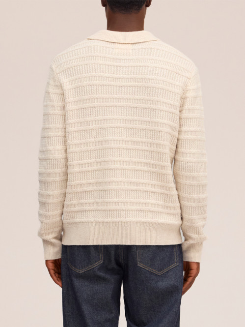 Alfie ls polo knit ivory 